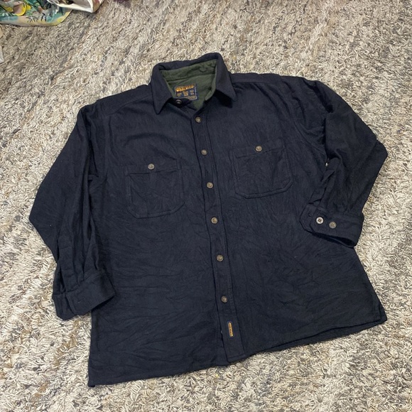 Woolrich long sleeve men’s button down lightweight fleece shirt black sz medium - Picture 9 of 9